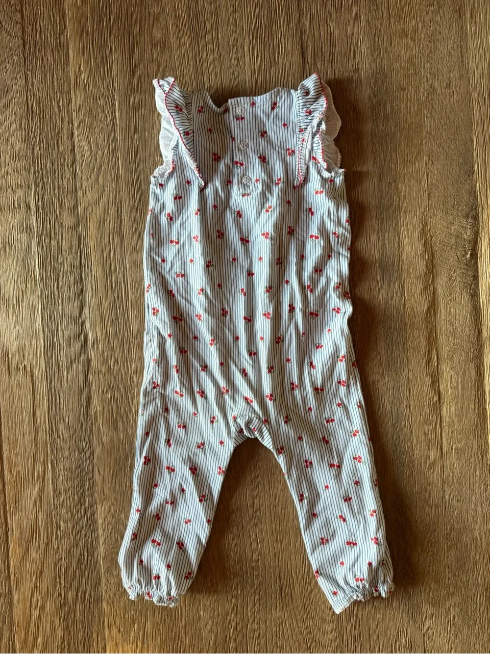 Carters Striped Baby Romper with Red Flower Print